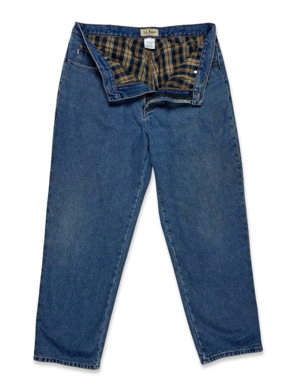 LL Bean Relaxed Fit Plaid Flannel Lined Jeans